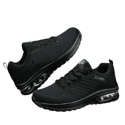 men’s All-Black Air-Cushion Walking Sneakers